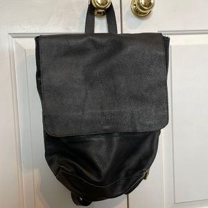Sseko black leather backpack